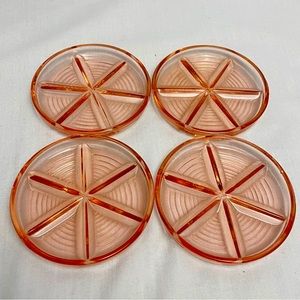 Set of 4 Vintage Pink Glass Coasters